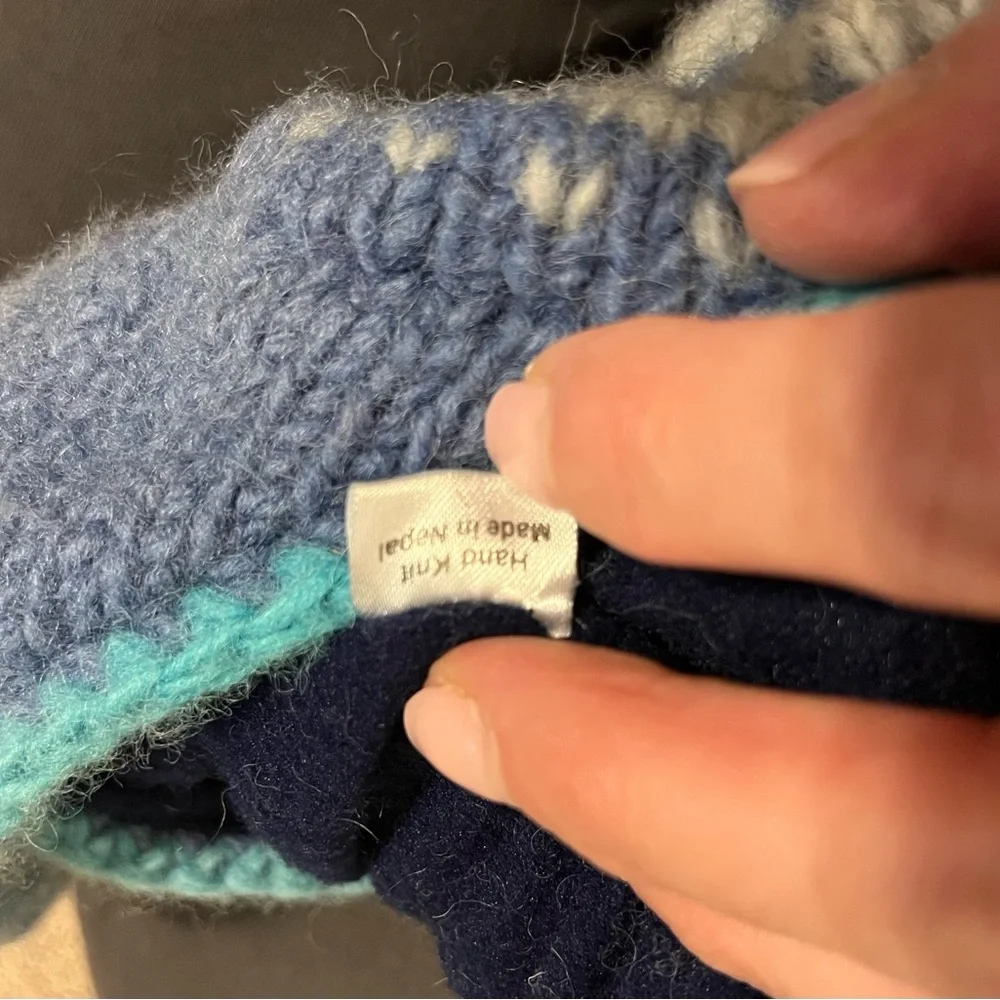 Kids Nordic Blue and Gray Knit Hat
